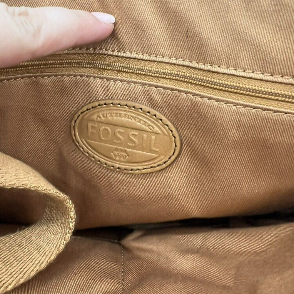 Fossil Vintage Brown Zip Cow Hide Leather Crossbody Handbag Purse - Picture 6 of 6